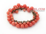 Orange Pink Color Round Candy Jade Bracelet Is Sold At $3.98