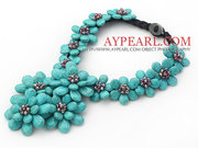 New Design Burst Pattern Turquoise Flower Big Style Necklace Is Sold A