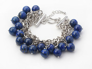 Round Lapis Bracelet with Metal Chain Is Sold at US$ 7.74