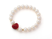 Freshwater Pearl and Red Color Heart Shape Bracelet is US$ 5.99