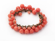 Orange Pink Color Round Candy Jade Bracelet is US$3.98