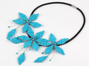Blue Turquoise Leaf Shape Flower Party Necklace is US$9.91