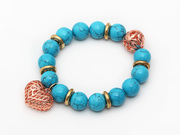 Round Blue Turquoise Beaded Stretch Bracelet is US$ 5.43