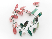 Pearl and Cherry Quartz and Green Agate Wire Bracelet is US$4.99