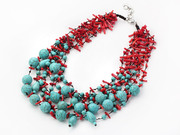 Fabulous Multi Strand Coral and Turquoise Necklace Is US$13.37