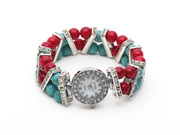 Red Coral and Turquoise Stretch Watch Bracelet Is US$ 6.93