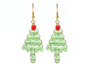 Green Crystal Wire Wrapped Christmas Tree Shape Earrings is US$1.94