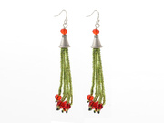 Christmas Green Glass Beads and Red Crystal Earrings is US$1.94