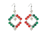 Pearl and Green Agate and Carnelian Earrings are US$2.75