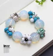 Opal and Cluster Pearl Turquoise Agate Bracelet Is US$10.87