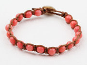 Round Pink Coral Woven Bracelet Is US$1.89