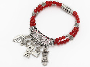 Red Agate and Tibet Silver Beaded Bracelet Is US$3.93