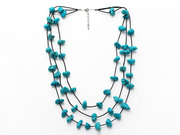 Multi Strands Turquoise Chips Leather Necklace is US$ 5.68