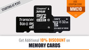 Get Additional 10% Discount on Memory Cards & Pendrives
