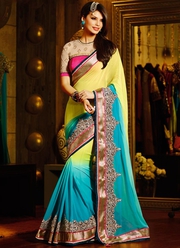 Multicolored Shaded Georgette Party Wear Saree